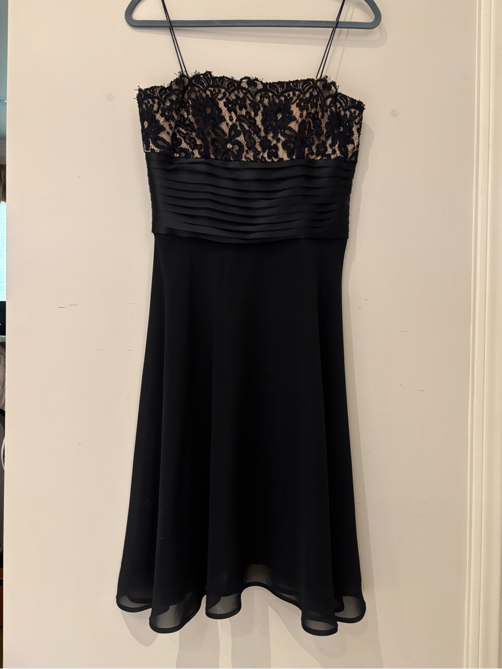 JS Boutique Black Strapless Lace-Bodice Midi Dress